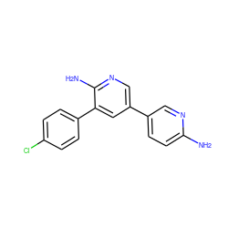 Nc1ccc(-c2cnc(N)c(-c3ccc(Cl)cc3)c2)cn1 ZINC000257355051