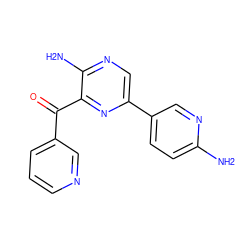 Nc1ccc(-c2cnc(N)c(C(=O)c3cccnc3)n2)cn1 ZINC000061958578