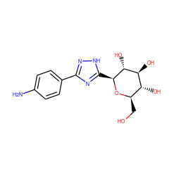 Nc1ccc(-c2n[nH]c([C@@H]3O[C@H](CO)[C@@H](O)[C@H](O)[C@H]3O)n2)cc1 ZINC000169311037