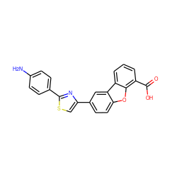 Nc1ccc(-c2nc(-c3ccc4oc5c(C(=O)O)cccc5c4c3)cs2)cc1 ZINC000064531894