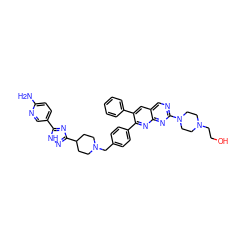 Nc1ccc(-c2nc(C3CCN(Cc4ccc(-c5nc6nc(N7CCN(CCO)CC7)ncc6cc5-c5ccccc5)cc4)CC3)n[nH]2)cn1 ZINC000049898847