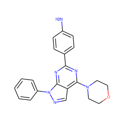 Nc1ccc(-c2nc(N3CCOCC3)c3cnn(-c4ccccc4)c3n2)cc1 ZINC000049087987