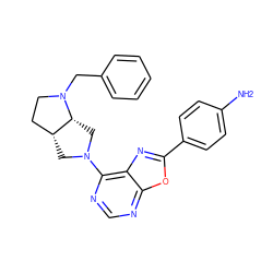 Nc1ccc(-c2nc3c(N4C[C@@H]5CCN(Cc6ccccc6)[C@@H]5C4)ncnc3o2)cc1 ZINC000028116434