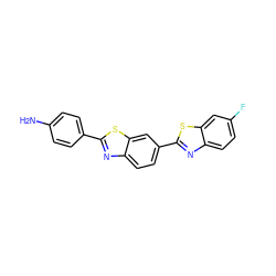 Nc1ccc(-c2nc3ccc(-c4nc5ccc(F)cc5s4)cc3s2)cc1 ZINC000028713971