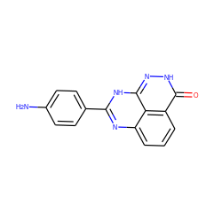 Nc1ccc(-c2nc3cccc4c(=O)[nH]nc([nH]2)c34)cc1 ZINC000299861185