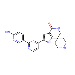 Nc1ccc(-c2nccc(-c3cc4c([nH]3)C3(CCNCC3)CNC4=O)n2)cn1 ZINC000071340928