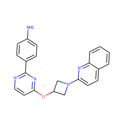 Nc1ccc(-c2nccc(OC3CN(c4ccc5ccccc5n4)C3)n2)cc1 ZINC000096168814