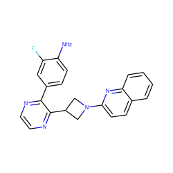 Nc1ccc(-c2nccnc2C2CN(c3ccc4ccccc4n3)C2)cc1F ZINC000140179510