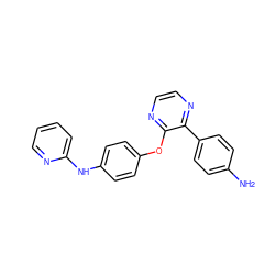 Nc1ccc(-c2nccnc2Oc2ccc(Nc3ccccn3)cc2)cc1 ZINC000148280175