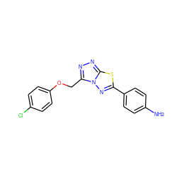 Nc1ccc(-c2nn3c(COc4ccc(Cl)cc4)nnc3s2)cc1 ZINC000005933462