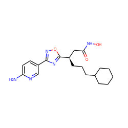 Nc1ccc(-c2noc([C@H](CCCC3CCCCC3)CC(=O)NO)n2)cn1 ZINC000028701827