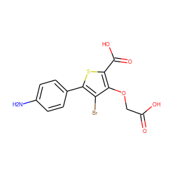 Nc1ccc(-c2sc(C(=O)O)c(OCC(=O)O)c2Br)cc1 ZINC000014955111