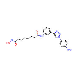 Nc1ccc(-n2cc(-c3cccc(NC(=O)CCCCCCC(=O)NO)c3)nn2)cc1 ZINC000049070554