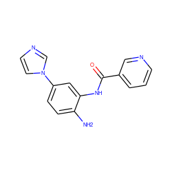 Nc1ccc(-n2ccnc2)cc1NC(=O)c1cccnc1 ZINC000029127435