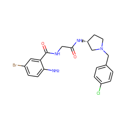 Nc1ccc(Br)cc1C(=O)NCC(=O)N[C@@H]1CCN(Cc2ccc(Cl)cc2)C1 ZINC000029125790