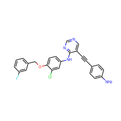 Nc1ccc(C#Cc2cncnc2Nc2ccc(OCc3cccc(F)c3)c(Cl)c2)cc1 ZINC000034799972