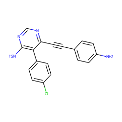 Nc1ccc(C#Cc2ncnc(N)c2-c2ccc(Cl)cc2)cc1 ZINC000028646555