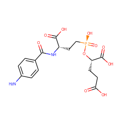 Nc1ccc(C(=O)N[C@@H](CC[P@@](=O)(O)O[C@@H](CCC(=O)O)C(=O)O)C(=O)O)cc1 ZINC000013445481