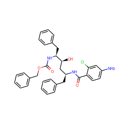 Nc1ccc(C(=O)N[C@@H](Cc2ccccc2)C[C@H](O)[C@H](Cc2ccccc2)NC(=O)OCc2ccccc2)c(Cl)c1 ZINC000026649154