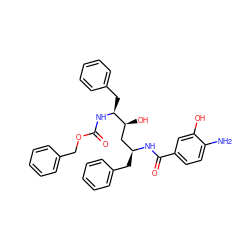 Nc1ccc(C(=O)N[C@@H](Cc2ccccc2)C[C@H](O)[C@H](Cc2ccccc2)NC(=O)OCc2ccccc2)cc1O ZINC000026648082