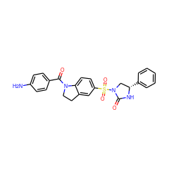 Nc1ccc(C(=O)N2CCc3cc(S(=O)(=O)N4C[C@H](c5ccccc5)NC4=O)ccc32)cc1 ZINC000003828406