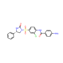 Nc1ccc(C(=O)Nc2ccc(S(=O)(=O)N3C[C@H](c4ccccc4)NC3=O)cc2Cl)cc1 ZINC000028459482