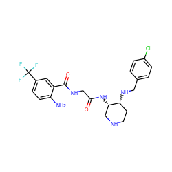 Nc1ccc(C(F)(F)F)cc1C(=O)NCC(=O)N[C@H]1CNCC[C@H]1NCc1ccc(Cl)cc1 ZINC000040974647