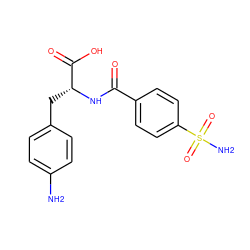 Nc1ccc(C[C@@H](NC(=O)c2ccc(S(N)(=O)=O)cc2)C(=O)O)cc1 ZINC000027638375