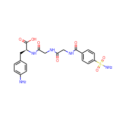 Nc1ccc(C[C@H](NC(=O)CNC(=O)CNC(=O)c2ccc(S(N)(=O)=O)cc2)C(=O)O)cc1 ZINC000027640329