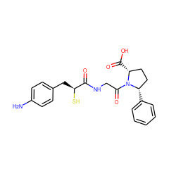 Nc1ccc(C[C@H](S)C(=O)NCC(=O)N2[C@H](C(=O)O)CC[C@@H]2c2ccccc2)cc1 ZINC000013756710