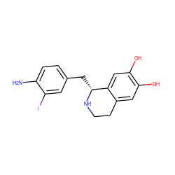 Nc1ccc(C[C@H]2NCCc3cc(O)c(O)cc32)cc1I ZINC000011422312