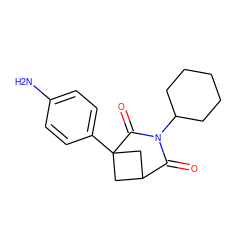 Nc1ccc(C23CC(C2)C(=O)N(C2CCCCC2)C3=O)cc1 ZINC000013821340