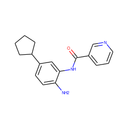 Nc1ccc(C2CCCC2)cc1NC(=O)c1cccnc1 ZINC000029127380