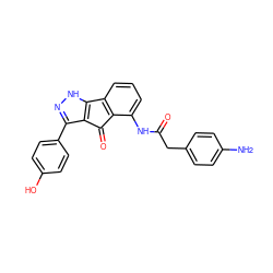 Nc1ccc(CC(=O)Nc2cccc3c2C(=O)c2c(-c4ccc(O)cc4)n[nH]c2-3)cc1 ZINC000653698624