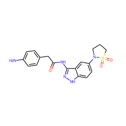 Nc1ccc(CC(=O)Nc2n[nH]c3ccc(N4CCCS4(=O)=O)cc23)cc1 ZINC000029041441