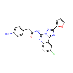 Nc1ccc(CC(=O)Nc2nc3ccc(Cl)cc3c3nc(-c4ccco4)nn23)cc1 ZINC000013672420