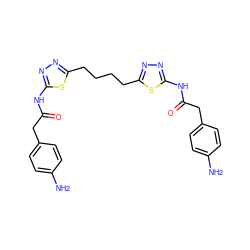 Nc1ccc(CC(=O)Nc2nnc(CCCCc3nnc(NC(=O)Cc4ccc(N)cc4)s3)s2)cc1 ZINC000169697982