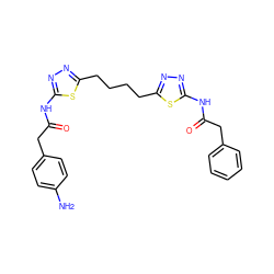 Nc1ccc(CC(=O)Nc2nnc(CCCCc3nnc(NC(=O)Cc4ccccc4)s3)s2)cc1 ZINC000653884769