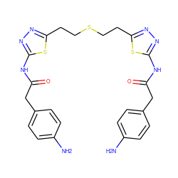 Nc1ccc(CC(=O)Nc2nnc(CCSCCc3nnc(NC(=O)Cc4ccc(N)cc4)s3)s2)cc1 ZINC000169697981