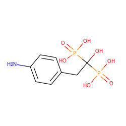 Nc1ccc(CC(O)(P(=O)(O)O)P(=O)(O)O)cc1 ZINC000005933246