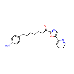 Nc1ccc(CCCCCCC(=O)c2ncc(-c3ccccn3)o2)cc1 ZINC000014979840