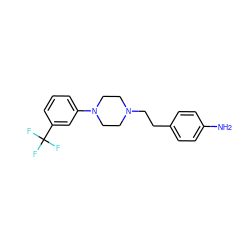 Nc1ccc(CCN2CCN(c3cccc(C(F)(F)F)c3)CC2)cc1 ZINC000001619831