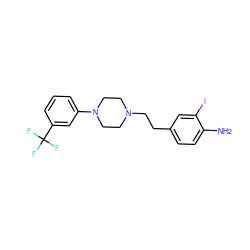 Nc1ccc(CCN2CCN(c3cccc(C(F)(F)F)c3)CC2)cc1I ZINC000001619832