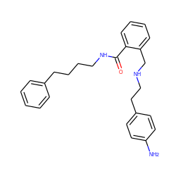 Nc1ccc(CCNCc2ccccc2C(=O)NCCCCc2ccccc2)cc1 ZINC000013589104