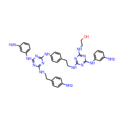 Nc1ccc(CCNc2nc(Nc3ccc(CCNc4nc(NCCO)nc(Nc5cccc(N)c5)n4)cc3)nc(Nc3cccc(N)c3)n2)cc1 ZINC000049694519