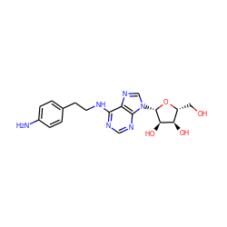 Nc1ccc(CCNc2ncnc3c2ncn3[C@@H]2O[C@H](CO)[C@@H](O)[C@H]2O)cc1 ZINC000008660412