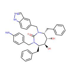 Nc1ccc(CN2C(=O)N(Cc3ccc4[nH]ncc4c3)[C@H](Cc3ccccc3)[C@H](O)[C@@H](O)[C@H]2Cc2ccccc2)cc1 ZINC000026480072