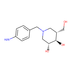 Nc1ccc(CN2C[C@@H](O)[C@H](O)[C@@H](CO)C2)cc1 ZINC000142644453