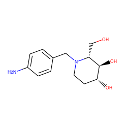 Nc1ccc(CN2CC[C@@H](O)[C@H](O)[C@H]2CO)cc1 ZINC000473180331