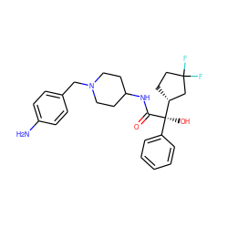 Nc1ccc(CN2CCC(NC(=O)[C@](O)(c3ccccc3)[C@@H]3CCC(F)(F)C3)CC2)cc1 ZINC000013835852